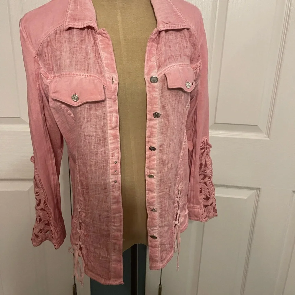 Dolcezza Pink Linen Shirt - Picture 1 of 8